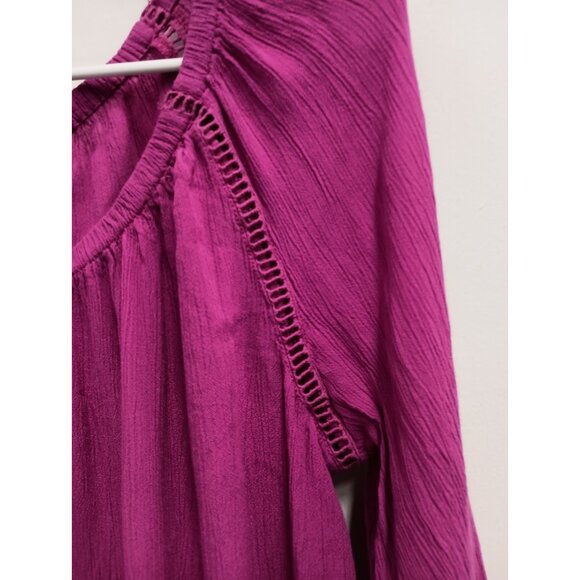 INC International Concepts Womens BOHO Peasant Top Large Purple Ruffle Casual - Picture 3 of 11